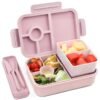Bugucat Lunchbox 1300ML,Bento Box Auslaufsicher mit 4 Fächern,Kinder Lunchbox Bento Box Erwachsene mit Besteck,Snackboxen Bento Box mit Fächern für Schule Kindergarten Büro